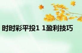 时时彩平投1 1盈利技巧