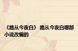 《路从今夜白》 路从今夜白哪部小说改编的