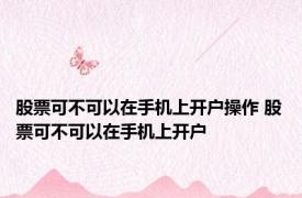 股票可不可以在手机上开户操作 股票可不可以在手机上开户