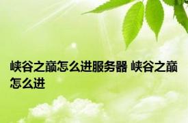 峡谷之巅怎么进服务器 峡谷之巅怎么进
