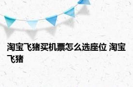 淘宝飞猪买机票怎么选座位 淘宝飞猪 