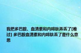 我把多巴胺、血清素和内啡肽弄丢了[难过] 多巴胺血清素和内啡肽丢了是什么意思 