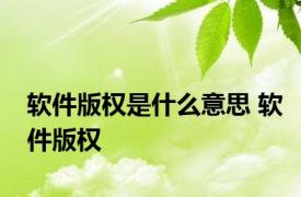 软件版权是什么意思 软件版权 
