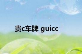 贵c车牌 guicc 