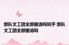 部队文工团全部撤消吗知乎 部队文工团全部撤消吗