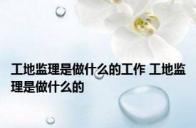 工地监理是做什么的工作 工地监理是做什么的