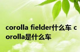 corolla fielder什么车 corolla是什么车