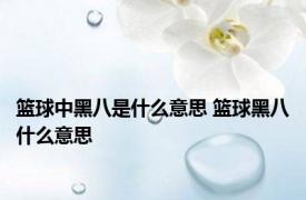篮球中黑八是什么意思 篮球黑八什么意思