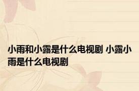小雨和小露是什么电视剧 小露小雨是什么电视剧