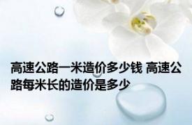 高速公路一米造价多少钱 高速公路每米长的造价是多少