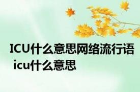ICU什么意思网络流行语 icu什么意思