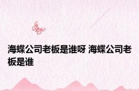 海蝶公司老板是谁呀 海蝶公司老板是谁