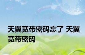 天翼宽带密码忘了 天翼宽带密码 