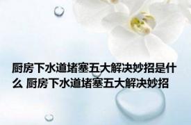 厨房下水道堵塞五大解决妙招是什么 厨房下水道堵塞五大解决妙招 