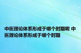 中医理论体系形成于哪个时期呢 中医理论体系形成于哪个时期