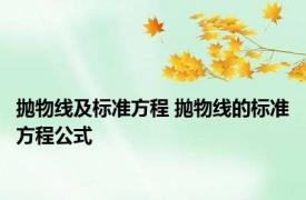抛物线及标准方程 抛物线的标准方程公式