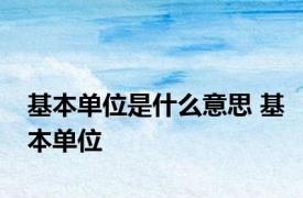 基本单位是什么意思 基本单位 