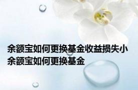余额宝如何更换基金收益损失小 余额宝如何更换基金 