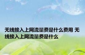 无线接入上网流量费是什么费用 无线接入上网流量费是什么 