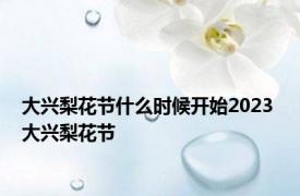 大兴梨花节什么时候开始2023 大兴梨花节 
