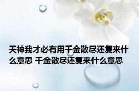 天神我才必有用千金散尽还复来什么意思 千金散尽还复来什么意思