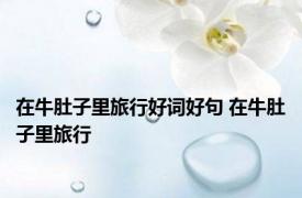 在牛肚子里旅行好词好句 在牛肚子里旅行 