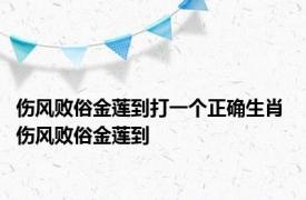 伤风败俗金莲到打一个正确生肖 伤风败俗金莲到 