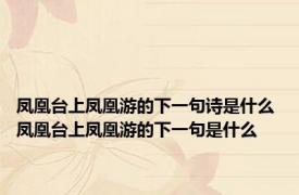 凤凰台上凤凰游的下一句诗是什么 凤凰台上凤凰游的下一句是什么