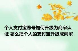个人支付宝账号如何升级为商家认证 怎么把个人的支付宝升级成商家