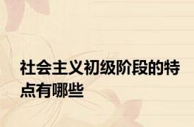 社会主义初级阶段的特点有哪些