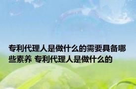 专利代理人是做什么的需要具备哪些素养 专利代理人是做什么的