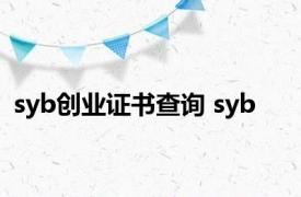 syb创业证书查询 syb 
