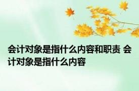 会计对象是指什么内容和职责 会计对象是指什么内容