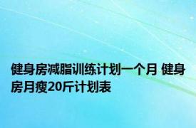 健身房减脂训练计划一个月 健身房月瘦20斤计划表 