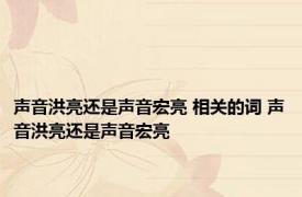 声音洪亮还是声音宏亮 相关的词 声音洪亮还是声音宏亮 