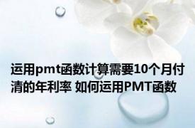 运用pmt函数计算需要10个月付清的年利率 如何运用PMT函数