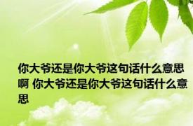 你大爷还是你大爷这句话什么意思啊 你大爷还是你大爷这句话什么意思