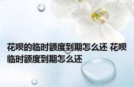 花呗的临时额度到期怎么还 花呗临时额度到期怎么还