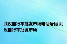武汉自行车批发市场电话号码 武汉自行车批发市场