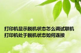 打印机显示脱机状态怎么调试联机 打印机处于脱机状态如何连接