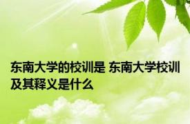东南大学的校训是 东南大学校训及其释义是什么