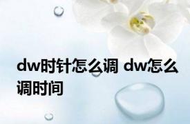 dw时针怎么调 dw怎么调时间