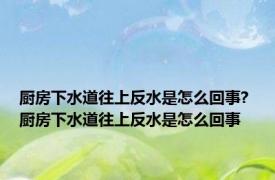 厨房下水道往上反水是怎么回事? 厨房下水道往上反水是怎么回事