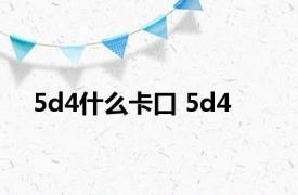 5d4什么卡口 5d4 