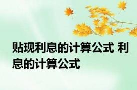 贴现利息的计算公式 利息的计算公式