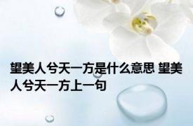 望美人兮天一方是什么意思 望美人兮天一方上一句