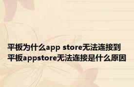 平板为什么app store无法连接到 平板appstore无法连接是什么原因