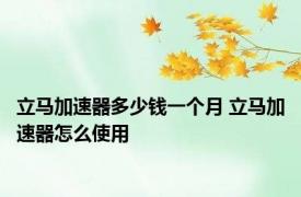 立马加速器多少钱一个月 立马加速器怎么使用