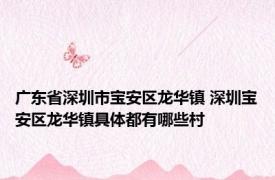广东省深圳市宝安区龙华镇 深圳宝安区龙华镇具体都有哪些村