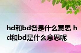 hd和bd各是什么意思 hd和bd是什么意思呢
